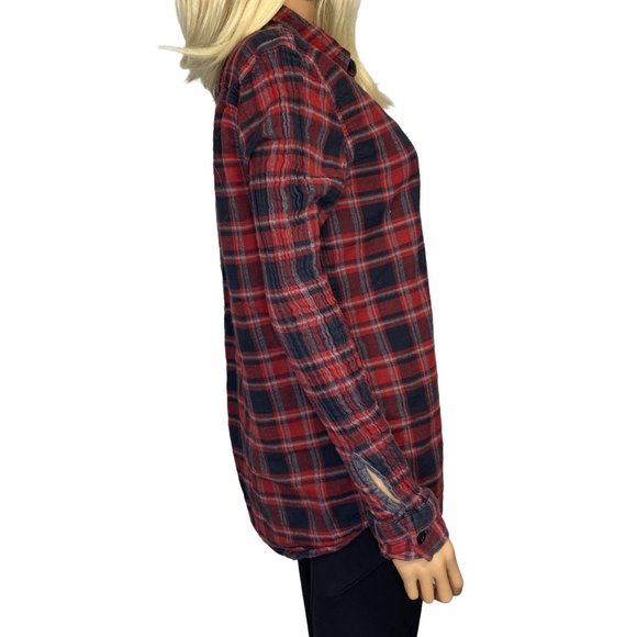 Vans Women's Plaid Flannel Long Sleeve Shirt Red Gray Black Size M - Picture 4 of 16